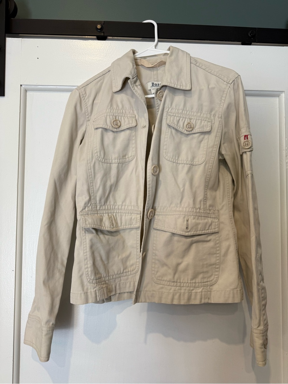 100% cotton Bass Women's Utility Jacket in Light Beige